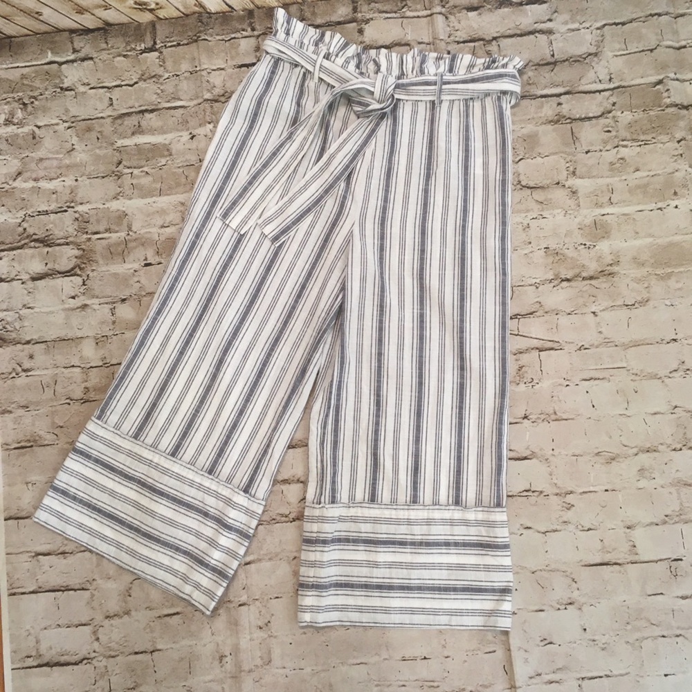 🔥 NWOT Derek heart cotton strips wide leg Capri size L